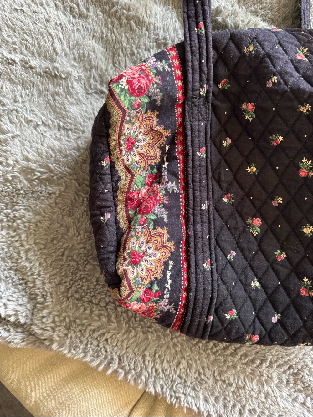 VERA BRADLEY Vintage Small Black Floral Duffle - Picture 11 of 11